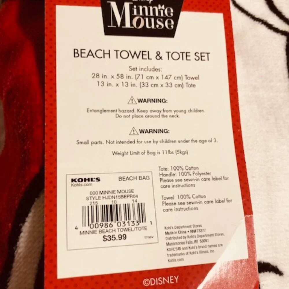 Disney's Minnie Mouse Beach Towel & Tote Set